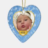 Snowy Blue Baby's Foto Keepomwille Kerstmis Keramisch Ornament (Links)