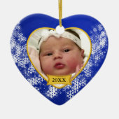 Snowy Blue Baby's Foto Kerstmis Keramisch Ornament (Voorkant)