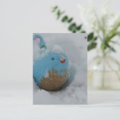Snowy Blue Bird Briefkaart (Staand voorkant)