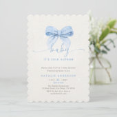 Snowy Blue Coquette It's Cold Outside Baby Shower Kaart (Staand voorkant)