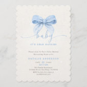 Snowy Blue Coquette It's Cold Outside Baby Shower Kaart (Voorkant)