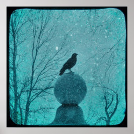 Snowy Blue Crow Poster