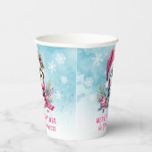 Snowy Blue en Roze Schattigee Pinguïn Vrolijk Kers Papieren Bekers (Rechts)