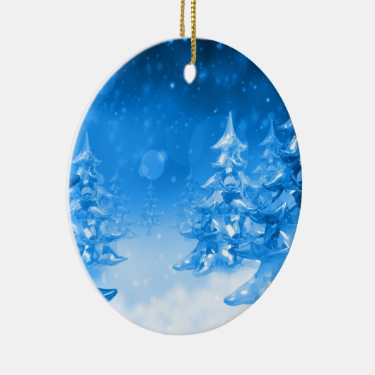 Snowy Blue Forrest kerstversiering Keramisch Ornament (Rechts)