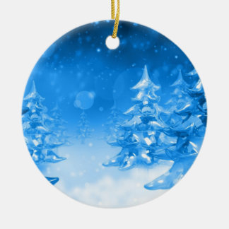Snowy Blue Forrest kerstversiering Keramisch Ornament
