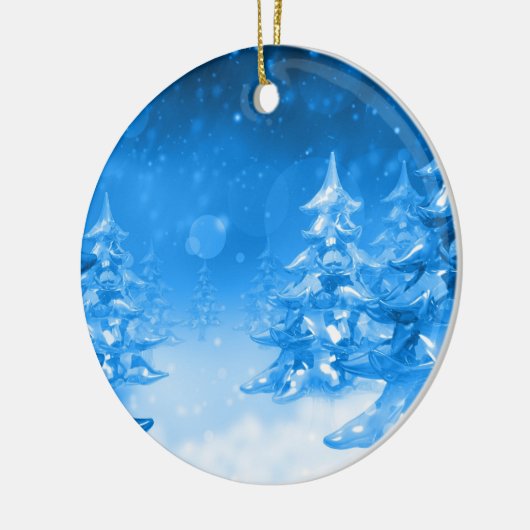 Snowy Blue Forrest kerstversiering Keramisch Ornament (Links)