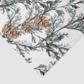 Snowy Blue Juniper Tree Branches & Cones Tissuepapier (Detail)