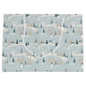 Snowy Blue Minimalist Christmas Village Groot Cadeauzakje (Voorkant)