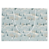 Snowy Blue Minimalist Christmas Village Groot Cadeauzakje (Achterkant)