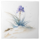 Snowy Blue Mountain Crocus Reborn Flower Ceramic T Tegeltje (Voorkant)