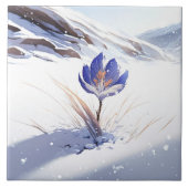 Snowy Blue Mountain Crocus Reborn Flower Ceramic T Tegeltje (Voorkant)