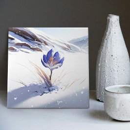 Snowy Blue Mountain Crocus Reborn Flower Ceramic T Tegeltje