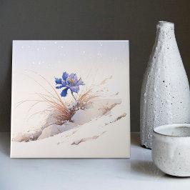 Snowy Blue Mountain Crocus Reborn Flower Ceramic T Tegeltje