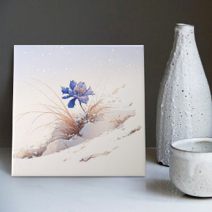Snowy Blue Mountain Crocus Reborn Flower Ceramic T Tegeltje