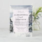 Snowy Blue Mountain Waterverf rustieke bruiloft Kaart (Staand voorkant)