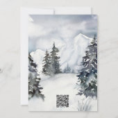 Snowy Blue Mountain Waterverf rustieke bruiloft Kaart (Achterkant)