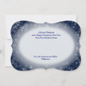 Snowy Blue Oval Foto Lijst Kerstmis Fancy knippen Feestdagenkaart (Achterkant)