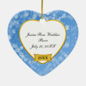 Snowy Blue Photo Keepomwille Kerstmis Keramisch Ornament (Achterkant)