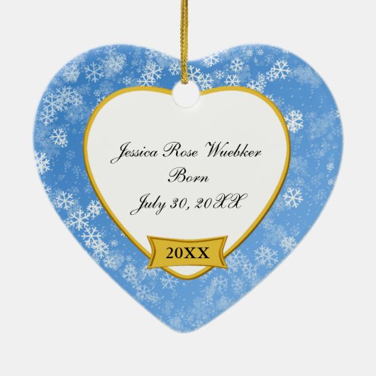 Snowy Blue Photo Keepomwille Kerstmis Keramisch Ornament (Achterkant)