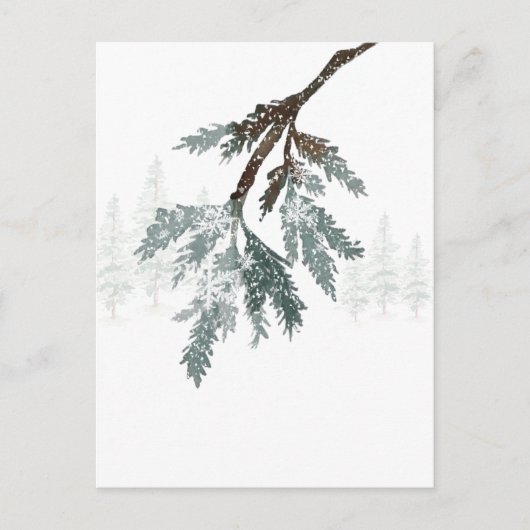 Snowy Blue Spruce Branch Winter Woodland Scene Briefkaart (Voorkant)