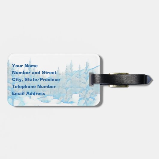 Snowy Blue Trees Bagagelabel (Achterkant horizontaal)