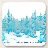 Snowy Blue Trees Bier Onderzetter (Voorkant)