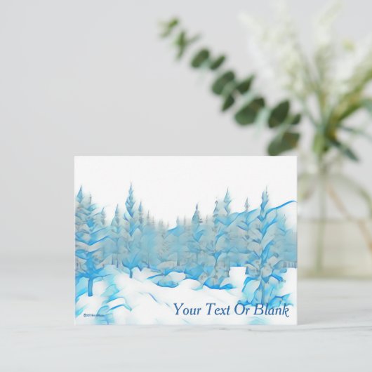 Snowy Blue Trees Briefkaart (Staand voorkant)