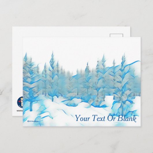 Snowy Blue Trees Briefkaart (Voorkant / Achterkant)
