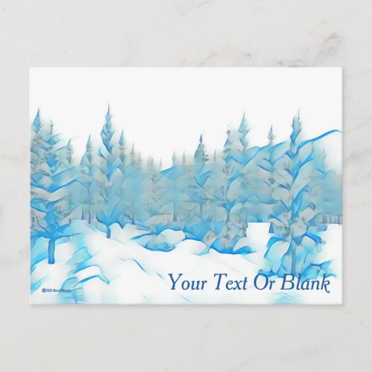 Snowy Blue Trees Briefkaart (Voorkant)