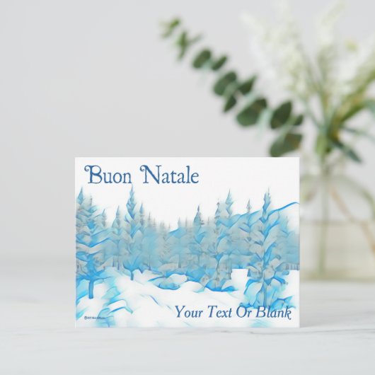 Snowy Blue Trees - Buon Natale Briefkaart (Staand voorkant)