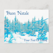 Snowy Blue Trees - Buon Natale Briefkaart (Voorkant)