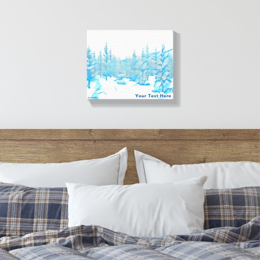 Snowy Blue Trees Canvas Afdruk (Insitu (Slaapkamer))
