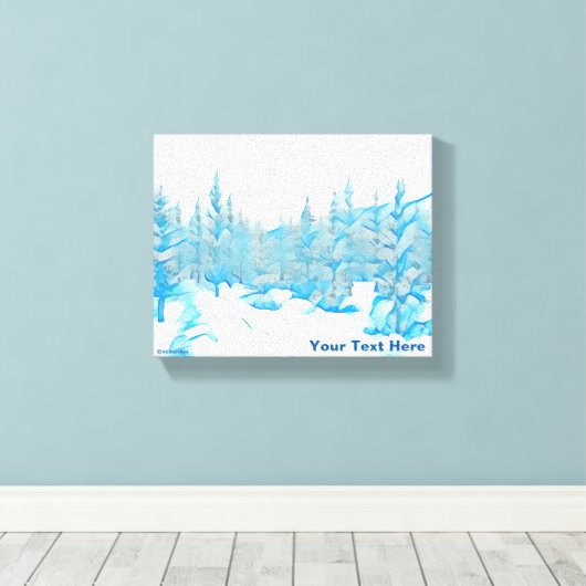 Snowy Blue Trees Canvas Afdruk (Insitu (Houten vloer))