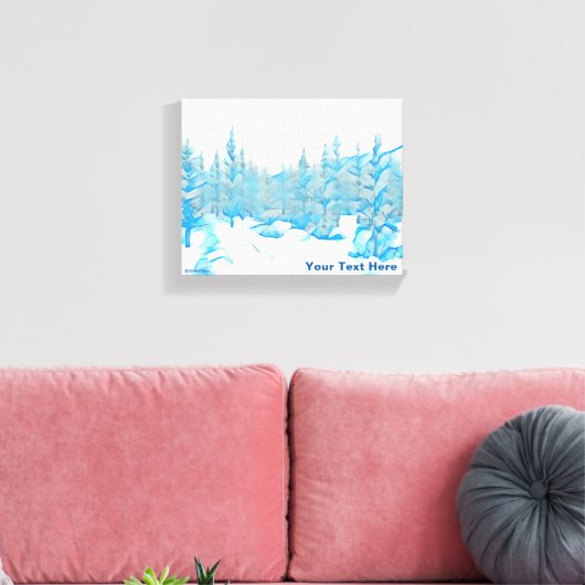 Snowy Blue Trees Canvas Afdruk (Insitu (Woonkamer))