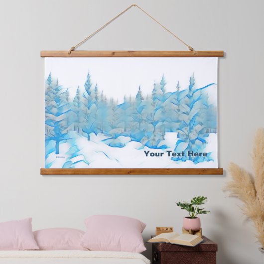 Snowy Blue Trees Hangend Wandkleed (Slaapkamer)