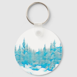 Snowy Blue Trees Sleutelhanger