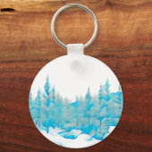 Snowy Blue Trees Sleutelhanger (Voorkant)