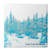 Snowy Blue Trees Tegeltje (Voorkant)