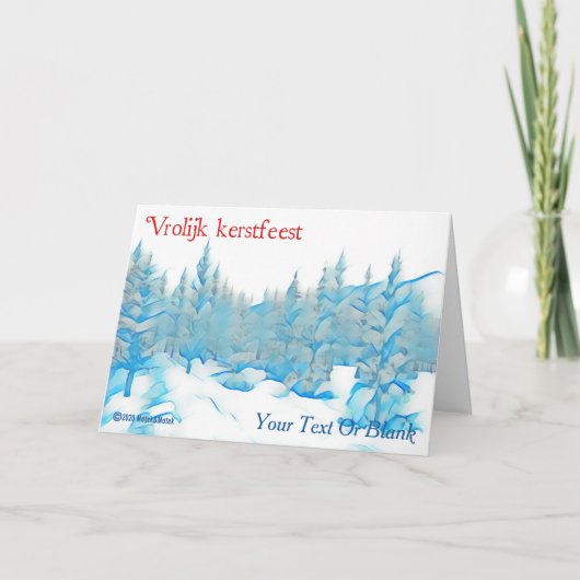 Snowy Blue Trees - Vrolijk scherf Kaart (Voorkant)