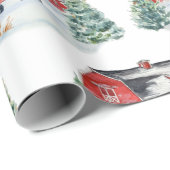 Snowy Boerderij Kerstmis Cadeaupapier (Rol Hoek)