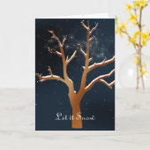 Snowy-boom van de marine en de goudvakantie kaart (Gele Bloem)