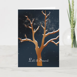 Snowy-boom van de marine en de goudvakantie kaart