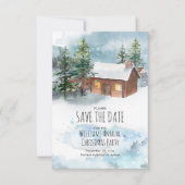 Snowy Bossen Kerstfeest Save the Date (Voorkant)