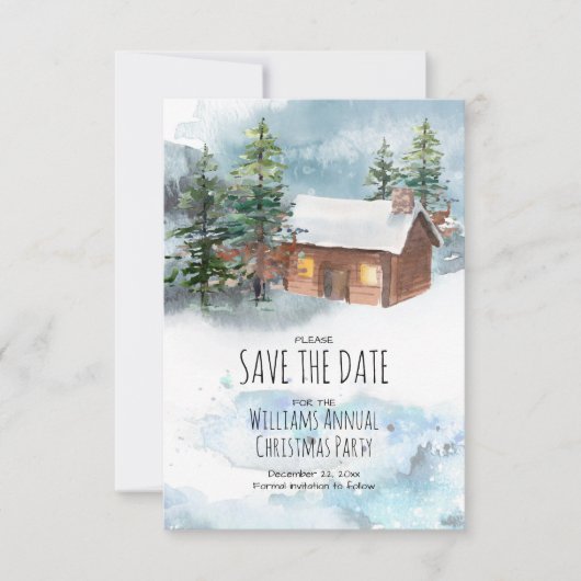 Snowy Bossen Kerstfeest Save the Date (Voorkant)