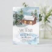 Snowy Bossen Kerstfeest Save the Date (Staand voorkant)