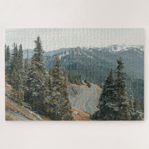 Snowy Bossen langs de weg Legpuzzel