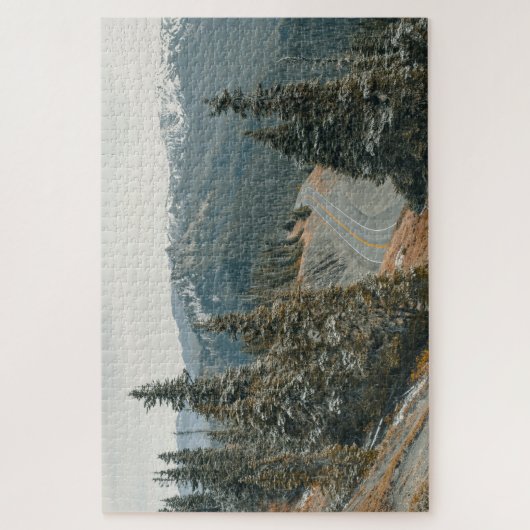 Snowy Bossen langs de weg Legpuzzel (Verticaal)