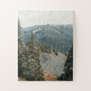 Snowy Bossen langs de weg Legpuzzel