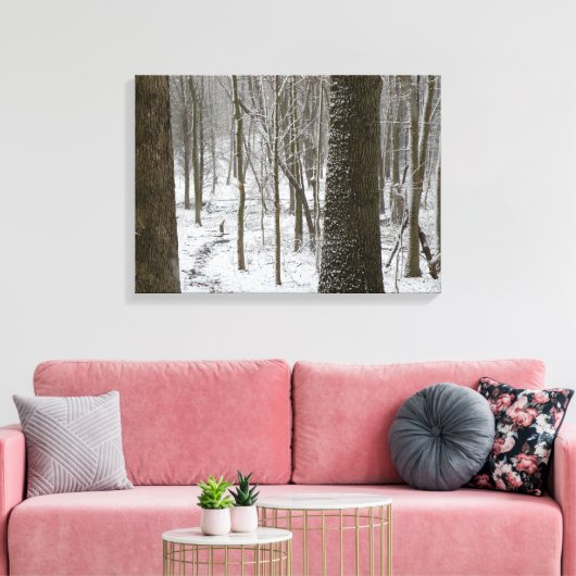 Snowy Bossen Scene Canvas Afdruk (Insitu (Woonkamer))