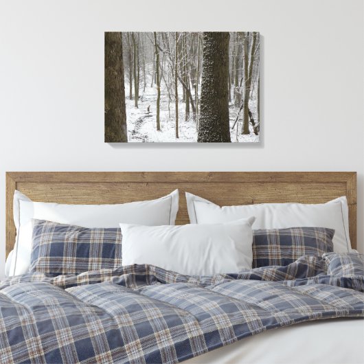 Snowy Bossen Scene Canvas Afdruk (Insitu (Slaapkamer))